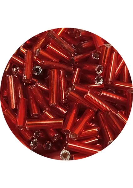 Uzun Boru Kesme Boncuk Çap 2mm Uzunluk 10 mm - 20 Gram - Şeffaf Kırmızı - BNC260 fiyatları