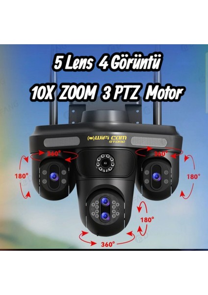 5 Lensli Zoomlu 3 Motorlu 4 Görüntü 10X Zoom Ptz Wifi Kamera fırsatları