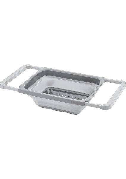 Katlanır Ayarlanabilir Dikdörtgen Süzgeç – 54x26x12 cm, Mutfak Lavabo Organizer, Sebze & Meyve Yıkama Aparatı
