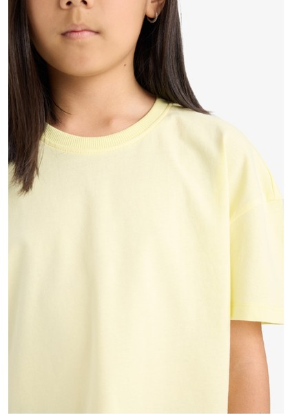 Kız Çocuk Relax Fit Bisiklet Yaka 2'li Kısa Kollu Tişört D9435A825SM