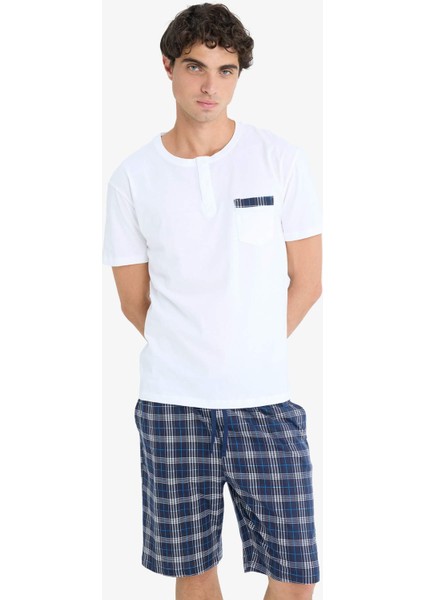 Regular Fit Pijama Takımı Kısa Kollu Üst Kareli Şort E7158AX25HS modelleri