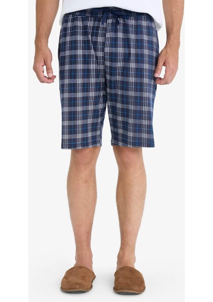 Regular Fit Pijama Takımı Kısa Kollu Üst Kareli Şort E7158AX25HS