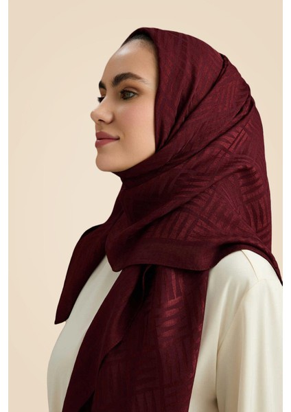 Iman Kare Bordo Naia Pamuk Şal 70X210