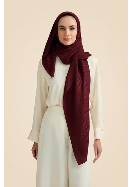 Iman Kare Bordo Naia Pamuk Şal 70X210 modelleri