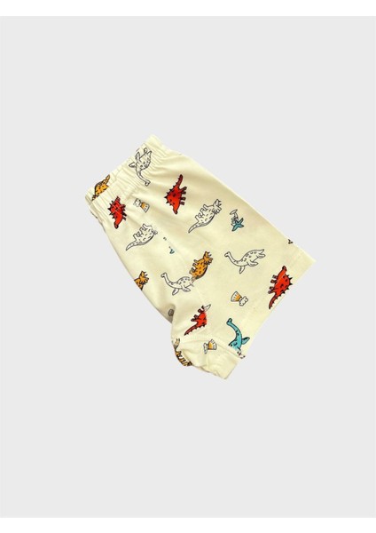 Erkek Çocuk Pamuklu Ekru Renk Dinozor Desenli Atlet Boxer Takımı fiyatları