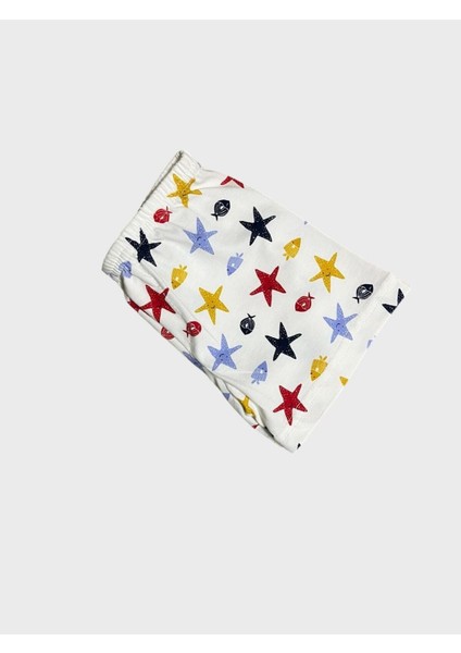 Erkek Çocuk Pamuklu Beyaz Yıldız Balık Gülenyüz Desenli Atlet Boxer Takımı modelleri