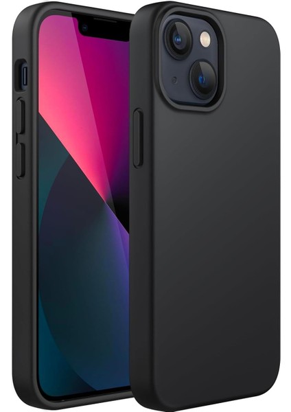 Apple iPhone 14 Plus Uyumlu Özel Ipeksi Dokunuş Hissi Veren Içi Yumuşak Kadife Lansman Silikon Kılıf Kapak (Siyah)