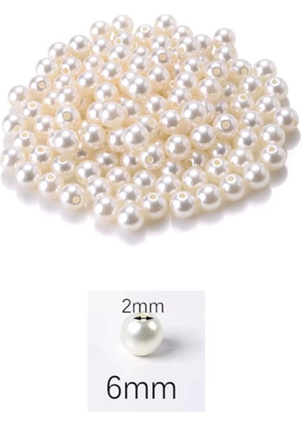 100 Gram 6mm Krem Renk Plastik Inci Boncuk Çanta ve Takı Yapım Boncuğu (~750 Adet) fiyatları