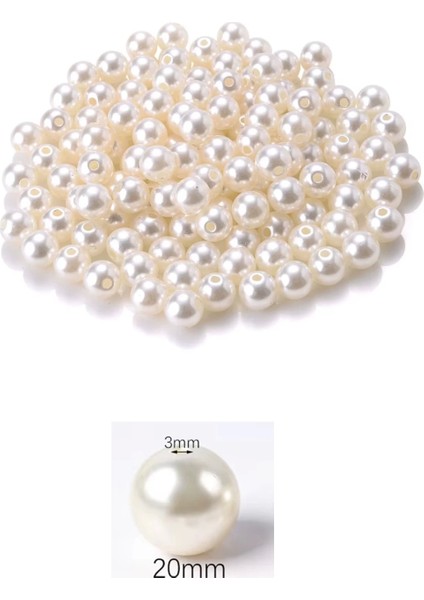 1.000 Gram (1 Kg.) 20MM Krem Renk Plastik İnci Boncuk Çanta ve Takı Yapım Boncuğu (~200 Adet) fiyatları