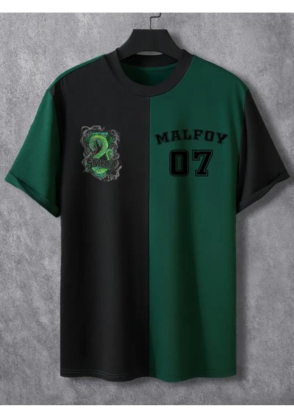 Slytherin & Malfoy - Siyah & Yeşil 2 Parça Özel Baskılı Unisex T-Shirt