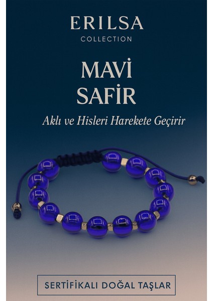Sertifikalı Sentetik Mavi Safir Taşı Bileklik – Aklı ve Hisleri Güçlendiren Şık Takı
