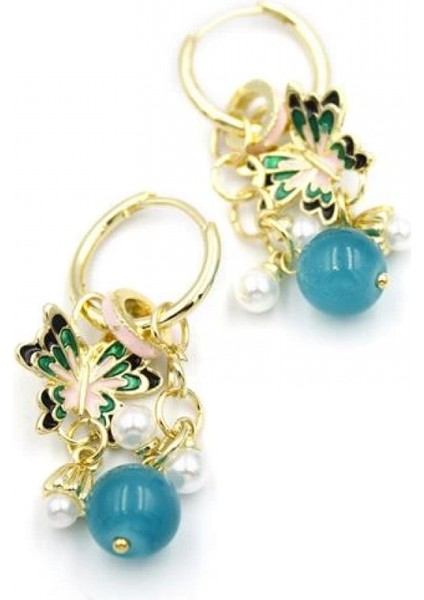 Boncuklu Kelebek Küpe - Pembe fiyatları