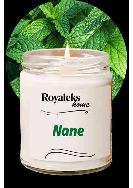 Doğal Özel Seri Kokulu Dekoratif Kavanoz Mum 210 cc - Nane Esansı - Ryl
