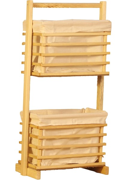 Home 2 Katlı Hasır Örgü Patates Soğan Sepeti - Meyvelik ve Sebzelik, Doğal Hasır Kaplamalı Gövde, Mutfak Için Şık ve Dayanıklı Saklama Çözümü (2 Kahtlı Ahşap Natural)