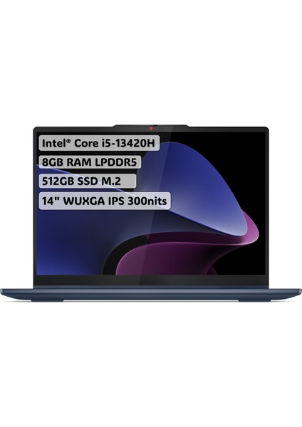 IdeaPad 5 2-in-1 14IRH9 Intel Core i5 13420H 8GB 512GB SSD Windows 11 Home 14" WUXGA Dokunmatik Taşınabilir Bilgisayar 83KX005CTR + Lenovo Kalem