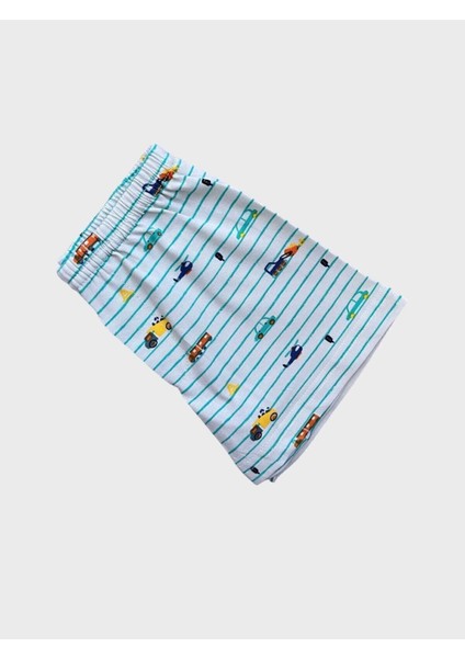 Erkek Çocuk Pamuklu Araba Desenli Çizgili Yeşil Atlet Boxer Takımı modelleri