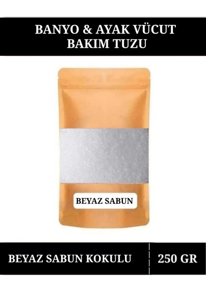 250 gr Beyaz Sabun Kokulu Banyo Tuz Küvet & Jakuzi Tuzu Manikür & Pedikür Tuzu Ayak Bakım Tuzu.