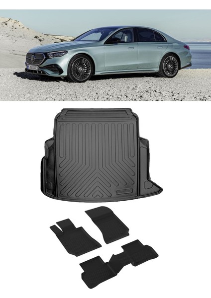 Mercedes E Seri W214 2023 ve Sonrası 4.5d Paspas 3D Rizline Bagaj Havuzu Set