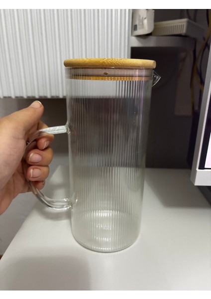 Cam Kulplu Sürahi Yağdanlık 1000ML