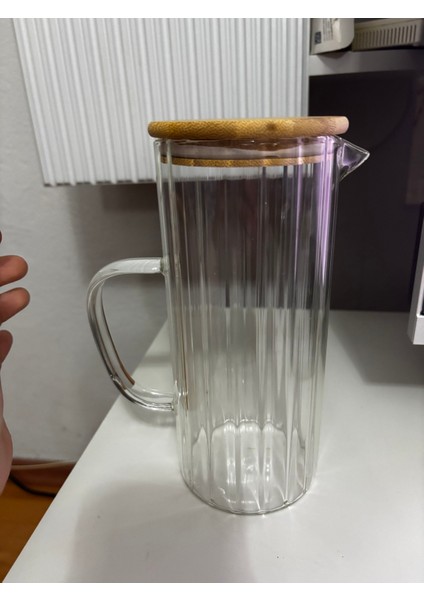 Bambu Kapaklı Cam Sürahi Yağdanlık 1000ML fiyatları