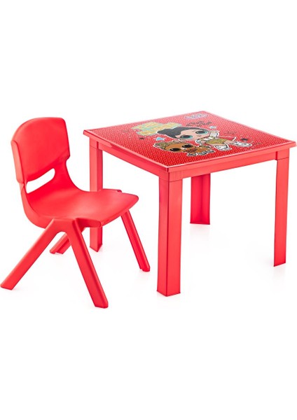 LoL Çocuk Masa Sandalye Takımı Kırmızı H40 1-3 Yaş İçin