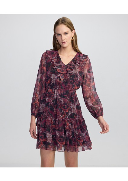 Desenli Şifon Elbise IW6250002107035