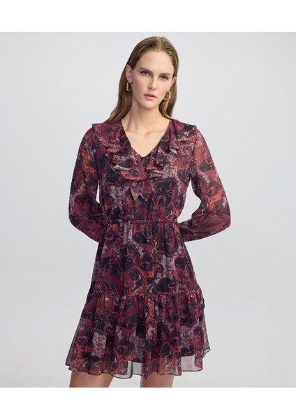 Desenli Şifon Elbise IW6250002107035 modelleri