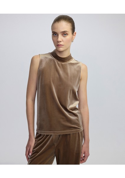 Yüksek Yaka Kadife Bluz IW6250006033014