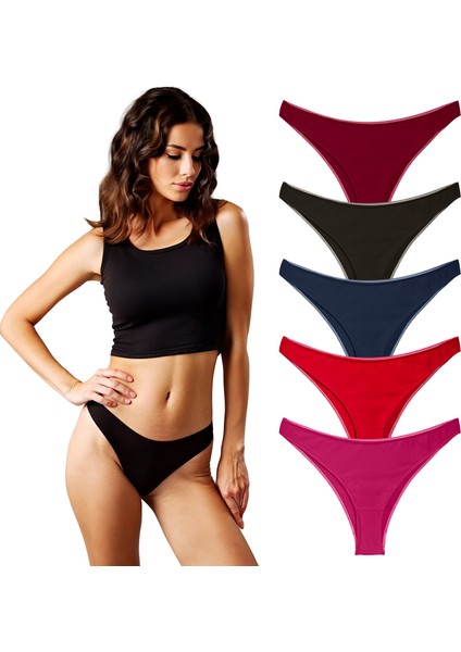 Kadın Pamuklu Basic Brazilian Külot, 5'li Paket,her mevsim kullanılabilir