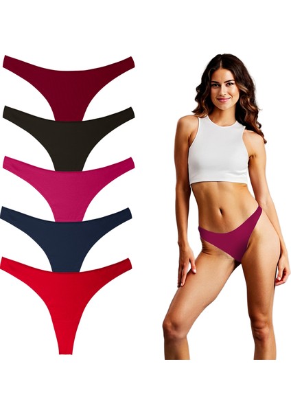 Kadın Pamuklu Basic Tanga Külot, 5'li Paket,konforlu günlük giyim