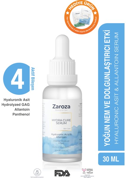 Hyaluronik Asit ve Allantoin İçeren Nemlendirici Serum 30 ml – Tüm Cilt Tiplerine Yoğun Nem ve Bakım