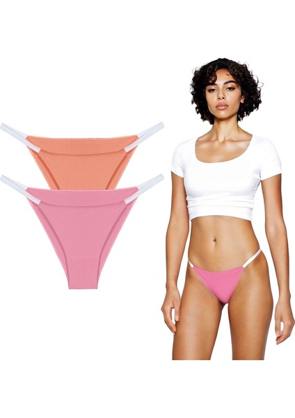 Kadın Pamuklu, String Brazilian Külot, 2'li Paket,