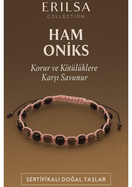 Sertifikalı Ham Işlenmemiş Oniks Taşı Bileklik – Kötülüklere Karşı Korur