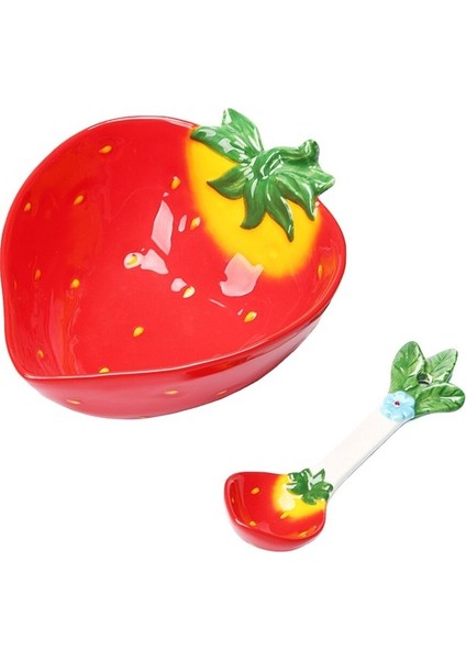 1 Takım Karikatür Çilek Şekli Seramik Tatlı Kase ve Kaşık Yemek Kase ve Kaşık | Kaseler (Yurt Dışından) fiyatları