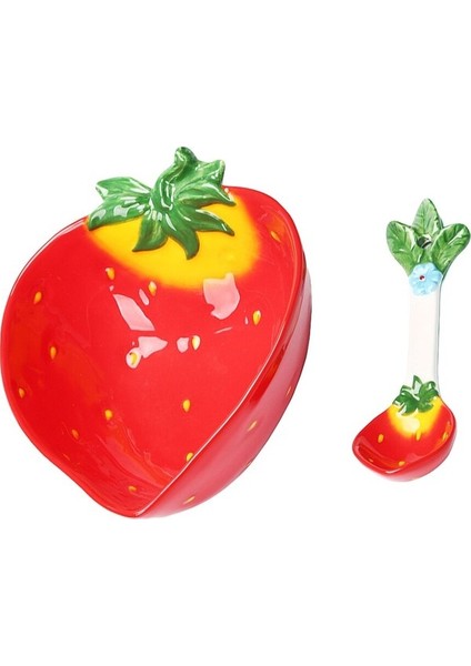 1 Takım Karikatür Çilek Şekli Seramik Tatlı Kase ve Kaşık Yemek Kase ve Kaşık | Kaseler (Yurt Dışından) modelleri