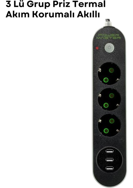 3 USB Portlu Üçlü Priz CXE103