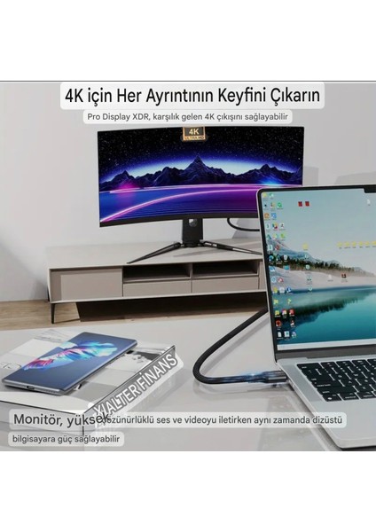 1-Metre PD 240W 5A Type-C To Type-C 4K 3.2/Gen2x2/20Gbps E-Marker Akıllı Çip Ce Lisanslı Şarj ve Data Video Kablosu Hasır Örgülü Sağlam Kablo Orjinal fırsatları