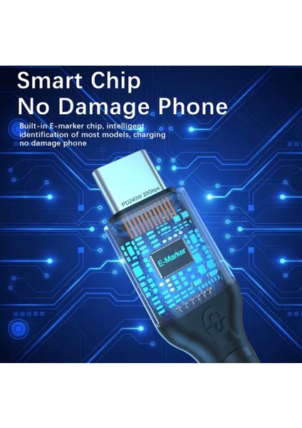 1-Metre PD 240W 5A Type-C To Type-C 4K 3.2/Gen2x2/20Gbps E-Marker Akıllı Çip Ce Lisanslı Şarj ve Data Video Kablosu Hasır Örgülü Sağlam Kablo Orjinal