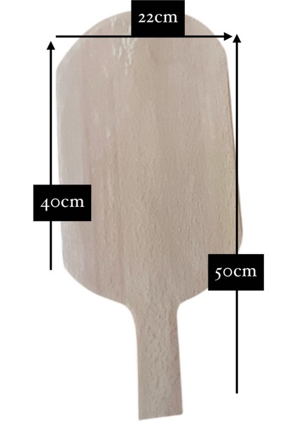 Ahşap Pizza Küreği 50 cm (22X40 Cm, Kısa Saplı, El Yapımı)