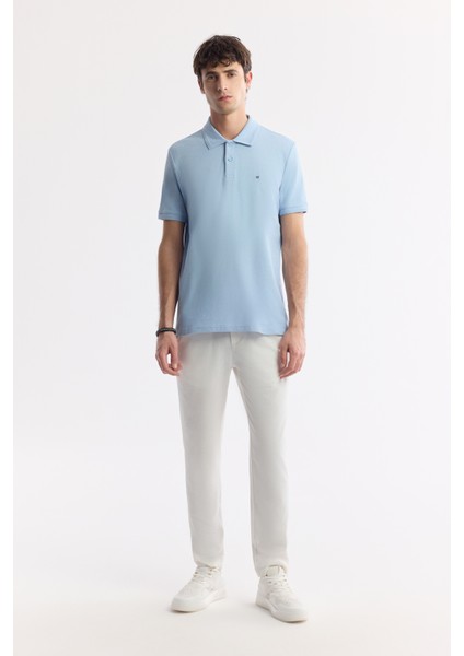 Erkek Açık Mavi Kıvrılmaz Polo Yaka %100 Pamuk Basic Regular Fit T-Shirt B001032 modelleri