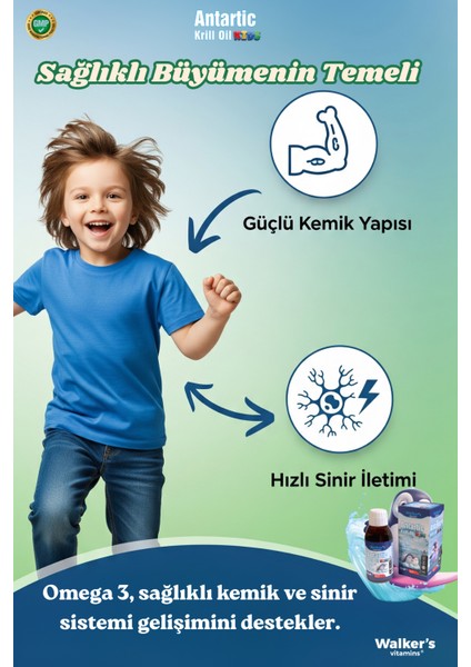 Krill Oil - Balık Yağı, Odaklanma , Büyüme , Omega 3 ,stikolin Epa,dha Içeren Çocuk Şurubu