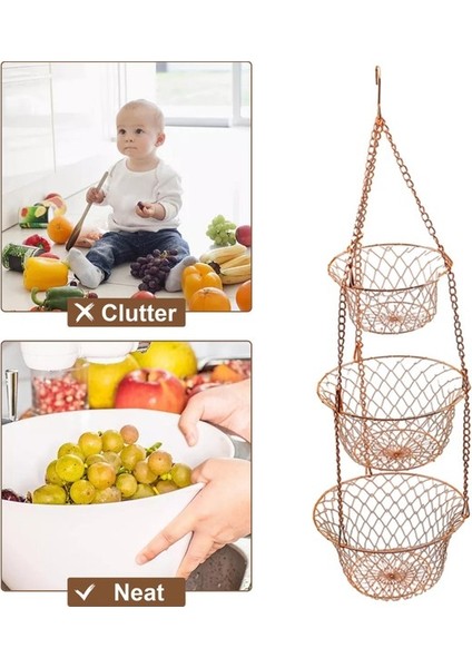 Asma Meyve Mutfak Tutucu Stand Depolama Organizatör Raf Bakır indirimleri