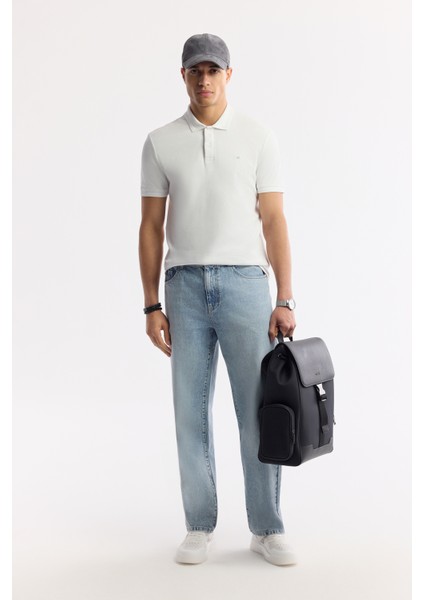 Erkek Beyaz Kıvrılmaz Polo Yaka %100 Pamuk Basic Regular Fit T-Shirt B001032 indirimleri
