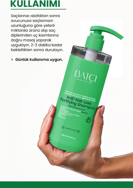 Batçı Saç Dökülmesine Karşı Hızlı Saç Uzamasına Yardımcı Şampuan 500ml indirimleri