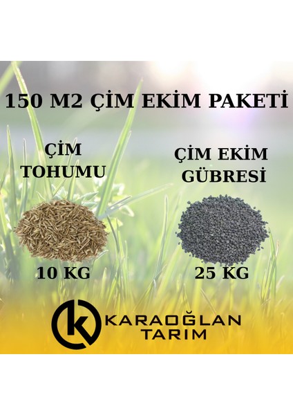 1 Haftada Çıkan Basmaya Dayanıklı 4 Mevsim Gübreli Çim Ekim Paketi 150 M2 Alan Için