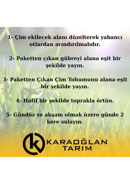1 Haftada Çıkan Basmaya Dayanıklı 4 Mevsim Gübreli Çim Ekim Paketi 150 M2 Alan Için fiyatları