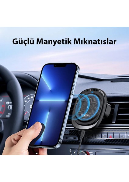 Duzzona V1 15W Manyetik Kablosuz Wireless Hızlı Şarjlı Araç Içi Telefon Tutuc - MDS3650-9704 modelleri