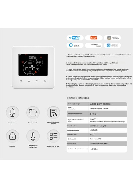 Tuya Wifi Termostat Oda Sıcaklık Kontrol Cihazı Elektrikli Zemin Isıtma Termostatı LED Dokunmatik Sıcaklık Kontrol Anahtarı (Yurt Dışından) indirimleri