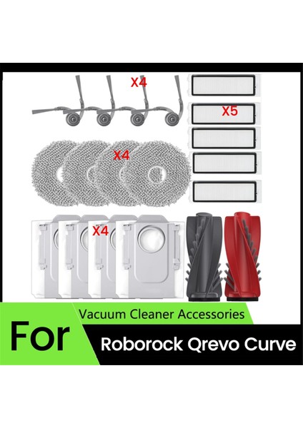 Roborock Qrevo Curve Robot Süpürge Parçaları Için Yedek Parçalar Ana Fırça Yan Fırça Hepa Filtreler Paspas Bezi Toz Torbaları (Yurt Dışından)