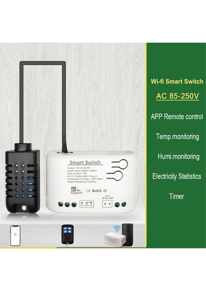 Akıllı Wifi Sıcaklık Nem Anahtarı Pasif Kuru Kontak Röle Termostat Monitör Sıcaklık Sensörü B (Yurt Dışından) fırsatları